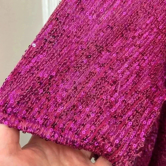 Fully sequinned  fuschia pink evening dress, plus size - Picture 5 of 16